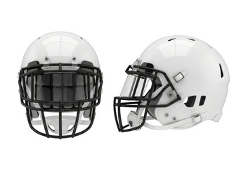Fototapeta premium Two white football helmets isolated on transparent background