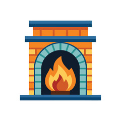 Minimalist Fireplace Icon | Flat Winter and Christmas Symbol Design