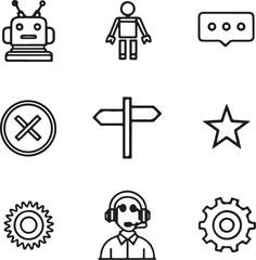 AI Support and User Interface Icon Set