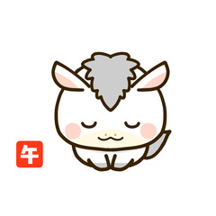 午年の年賀状素材　お辞儀をする白い馬