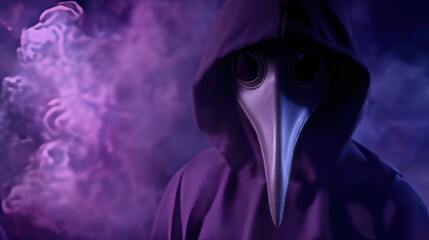 Mysterious Plague Doctor in Purple Fog