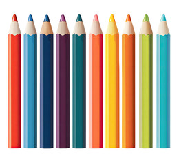 Row of colorful pencils in various hues