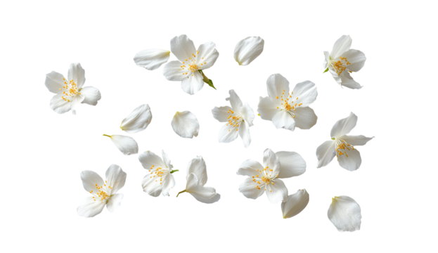White blossoms scattered on a transparent background - Powered by Adobe