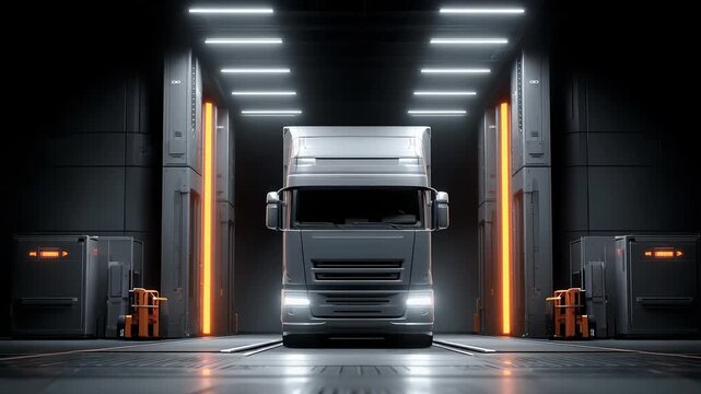 Future Truck Docked at Modern Intelligent Transportation Center