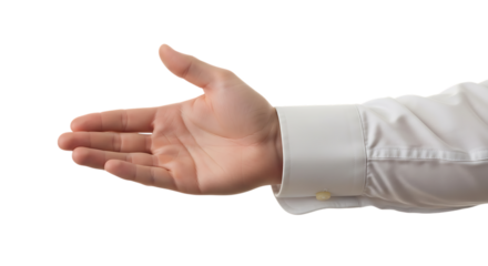 Open Hand Offering Presentation Invitation Gesture Isolated On Black Background