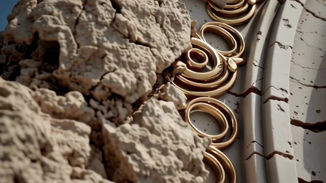 Intricate Cracks and Patterns on an Ornate Architectural Detail
