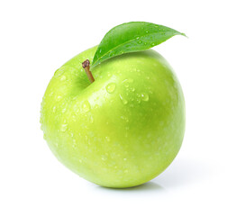 green apple with water drops