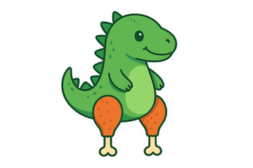Obraz premium I'm Keto funny dinosaur with chicken legs. Cute cartoon dino character on a ketogenic diet. Fast food humor concept. Vector illustration for posters, t-shirts, and stickers.
