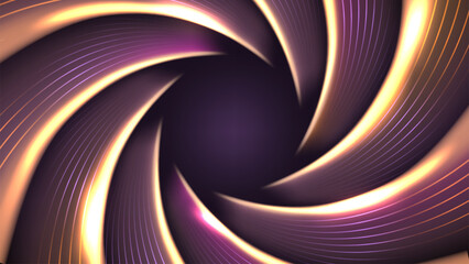 Abstract Elegant Dark Fire Background with Golden Curved Line and Lighting Effect, Vector Illustration