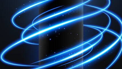 Abstract Blue Light Lines Effect Rotates and Surrounds The Tube, Vector Illustration