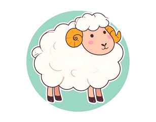Fototapeta premium Cute cartoon sheep in a circle