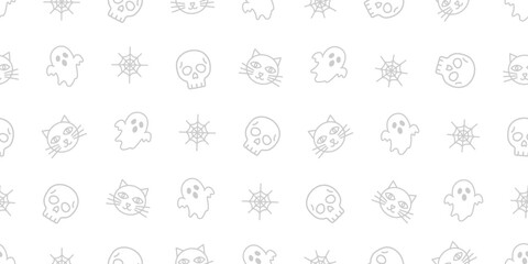 ハロウィンアイコンのシームレスパターン・背景素材 Seamless Pattern of Halloween Icons Background Design