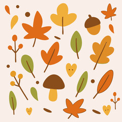 Seamless vector pattern with colorful autumn leaves and floral elements for nature-inspired design and wallpaper illustration