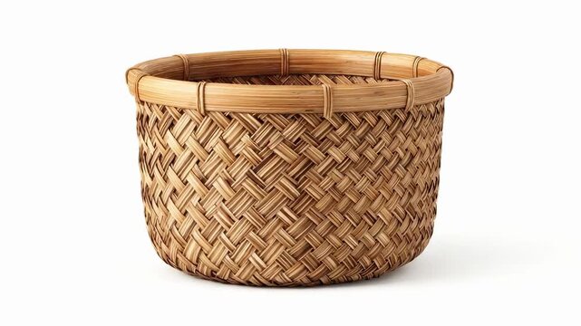 Round woven wicker basket.