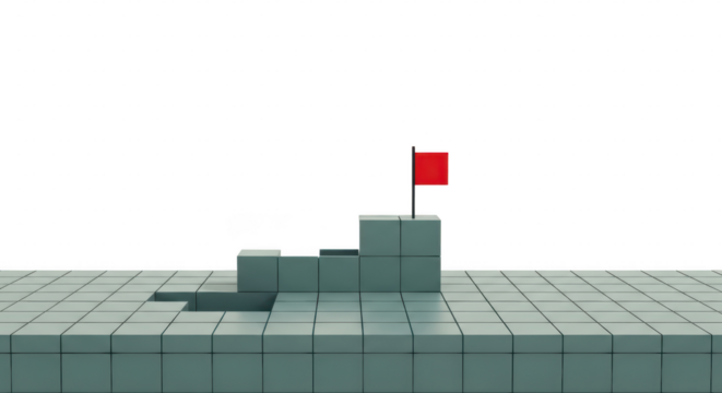 Small gray mechanical component with a red indicator light isolated on transparent background