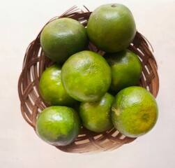 Limes in the rattan basket 