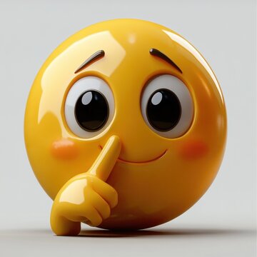 cute shiny yellow emoji with big eyes smiling and picking its nose showing playful and mischievous expression
