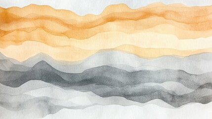 Fototapeta premium Abstract landscape painting with light orange and grey stripes