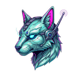 Obraz premium Sci-fi Cat Head Robotic Illustration
