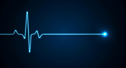 Striking blue neon heartbeat line pulsating with life, perfect for impactful medical and technology visuals or adding a modern, vibrant touch to designs