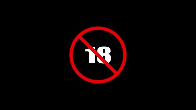 Glowing Neon 18+ Not Allowed Sign Animation | Over 18 Only Age Restriction, Censored Warning Symbol, High Quality 4K Video