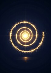 Luminous swirling vortex of golden light particles against a dark backdrop design element