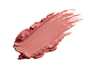 A smear of peachy-rose lipstick on transparent background