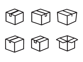 Professional Boxes Symbol Set Outline Vector Illustration Pack
