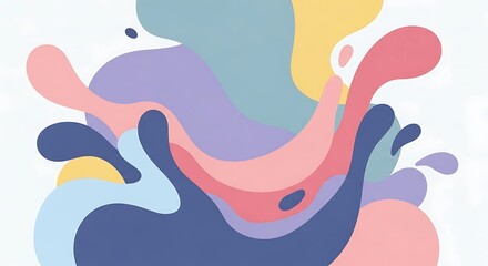 Pastel Dreams Fluid Harmony Abstract Artwork with Soft Shapes and Overlapping Elements creates visual depth