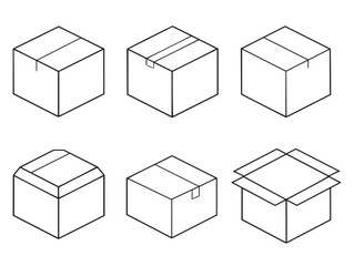 Elegant Boxes Icon Design Minimal Line Art Vector Collection