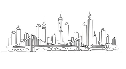 Fototapeta premium Minimalist New York City Skyline Continuous Line Drawing.
