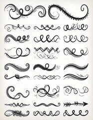Collection of decorative swirls and flourishes