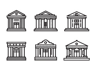 Stylish Building Symbol Collection Minimal Line Art Vector