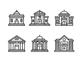 Modern Building Architecture Icon Outline Vector Illustration