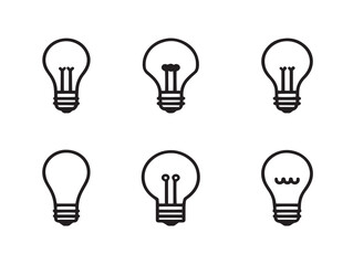 Modern Light Bulb Set Elegant Outline Vector Illustration