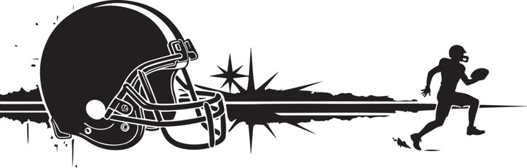 American football helmet and runner graphic