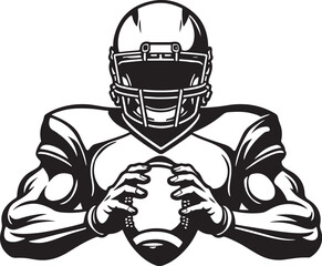 American football player holding ball graphic