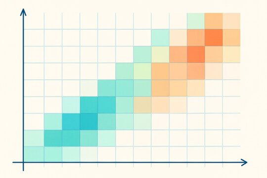 Colorful heatmap chart with gradient squares forming data visualization concept on light background showing scientific correlation pattern. Ai generative