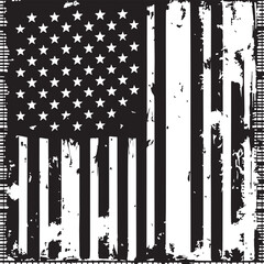 Grungy american flag silhouette monochrome texture