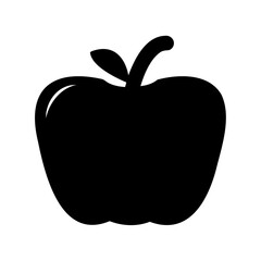 Monochrome Apple Silhouette Depicting Healthy Eating, Fresh Fruit and Simple Design