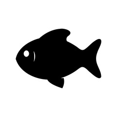 Simple silhouette of a fish with white eye on a white background
