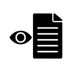 Data monitoring and inspection process is illustrated with an eye and document