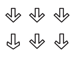 Stylish Caret Down Symbol Collection Clean Line Art