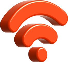 3d  orange  icon of wireless connection symbol representing connectivity and technology  three dimensional wifi signal icon isolated on transparent background