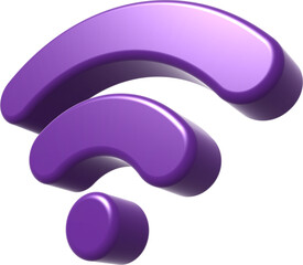 3d purple icon of wireless connection symbol representing connectivity and technology  three dimensional wifi signal icon isolated on transparent background
