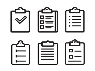 Clean Clipboard List Check Symbol Minimal Outline Vector Icon