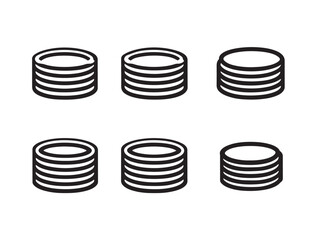 Creative Coins Set Outline Vector Illustration In Modern Style