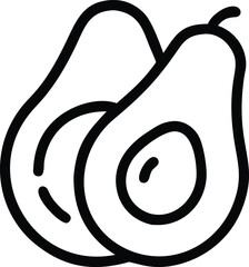 Vector icon of an avocado on a transparent background