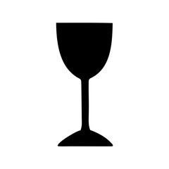 Silhouette of an elegant wine glass against a stark white background