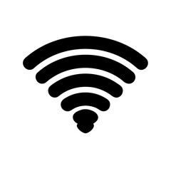 Black and White WiFi Icon Indicating Wireless Network Availability and Connectivity